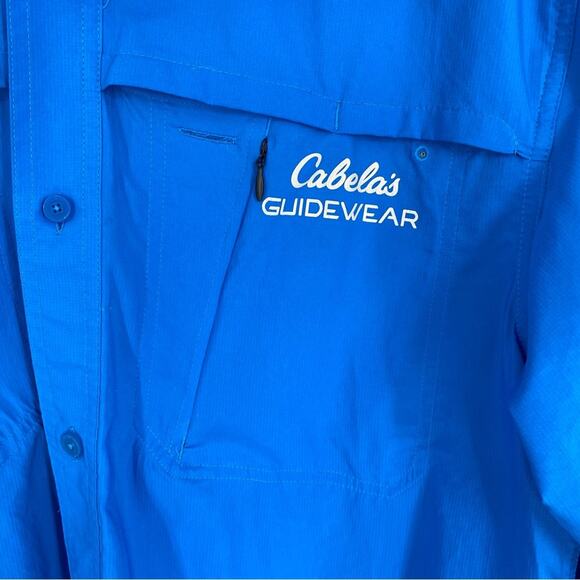 Cabelas Guidewear Shirt Mens Blue Button-Down Nylon Gorpcore Fishing Safari L - Picture 3 of 9